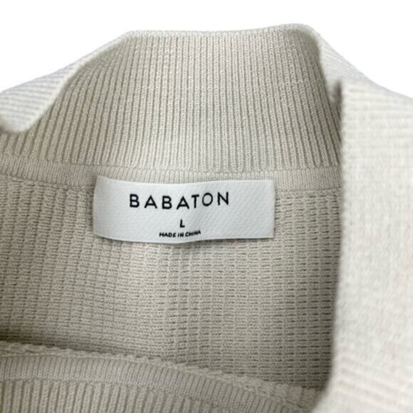 Aritzia Babaton Sculpt Rib-Knit Cropped Halter Top Size Large Matte Pearl - Picture 6 of 8